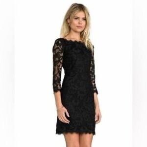 Diane Von Furstenberg 3/4 Sleeve Crew Neck Sheath Dress Size 0